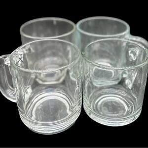 ☕ Vintage Krups Clear Glass Coffee Mugs Set of 4 France 11 oz ☕